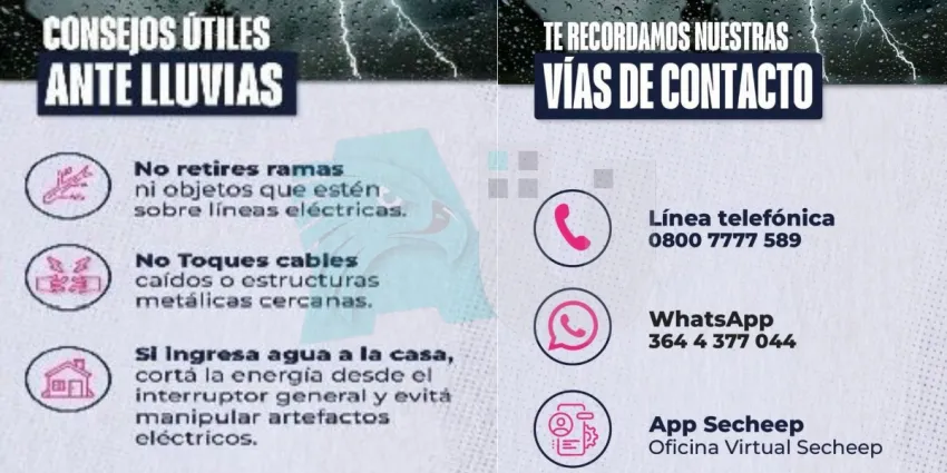 Ante las lluvias, SECHEEP reiter&oacute; recomendaciones para evitar accidentes