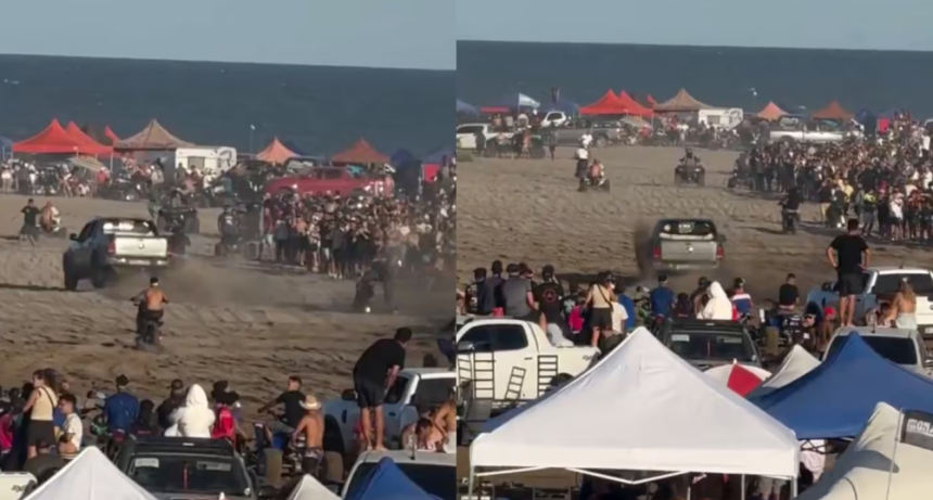 Detuvieron al joven que se meti&oacute; con su camioneta a correr una picada con motos en los m&eacute;danos de Villa Gesell