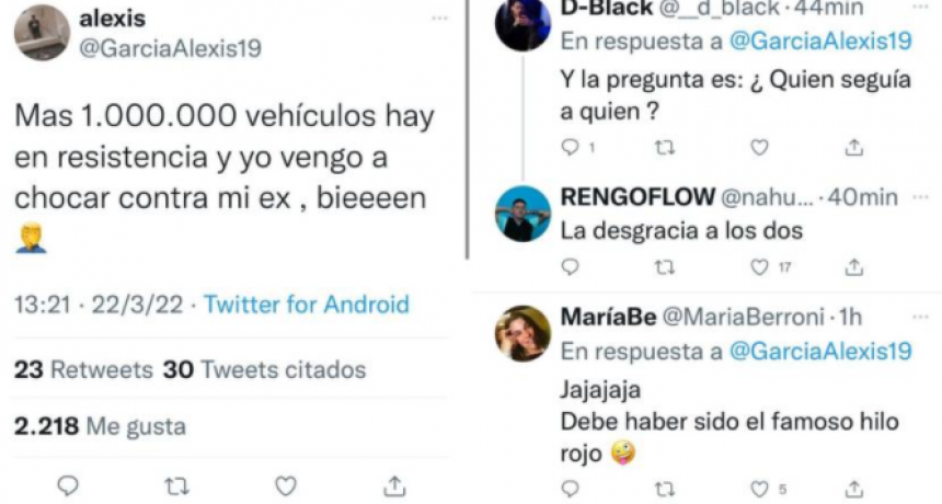 Ins&oacute;lito: un joven cont&oacute; en sus redes que protagoniz&oacute; un accidente de tr&aacute;nsito con su expareja
