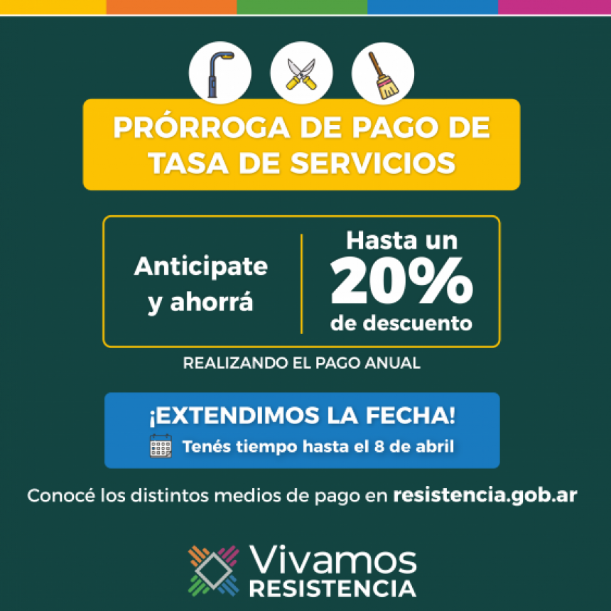 Tasa de Servicios: el Municipio de Resistencia record&oacute; que hasta el 8 de abril est&aacute; vigente el pago anual anticipado