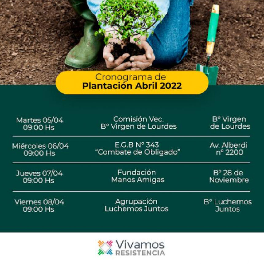 Este martes, Resistencia contin&uacute;a la plantaci&oacute;n apadrinada de &aacute;rboles 