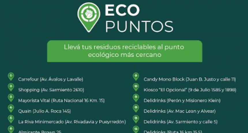 Puntos Ecol&oacute;gicos: Resistencia informa cu&aacute;les son los comercios disponibles para el dep&oacute;sito de residuos reciclables