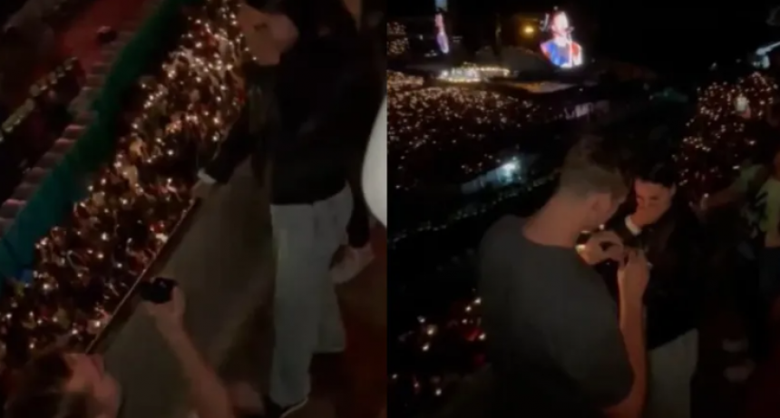 El chaque&ntilde;o m&aacute;s rom&aacute;ntico: al ritmo de "Yellow", le propuso casamiento en el recital de Coldplay