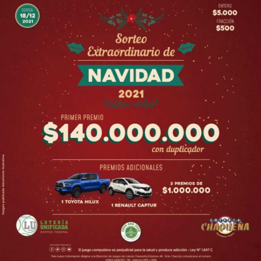 Ma&ntilde;ana se juega el sorteo extraordinario de navidad, con $140 millones al primer premio